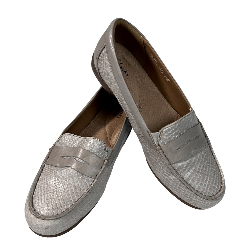 CLARKS COLLECTION Loafers Penny Vintage Leather Gray Size 8W